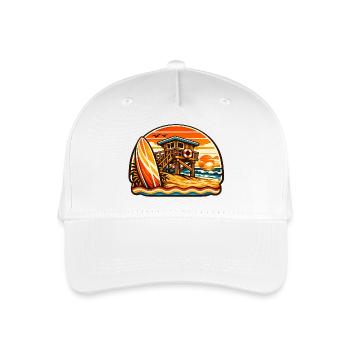 Beach Lifeguard Sunset Surfboard - Organic Kids’ Baseball Cap - white - Front