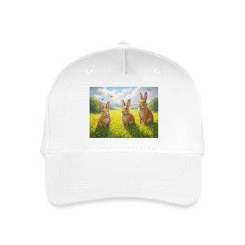 Trois lapins dans le champ de printemps - Casquette de baseball bio Enfant - blanc - Devant