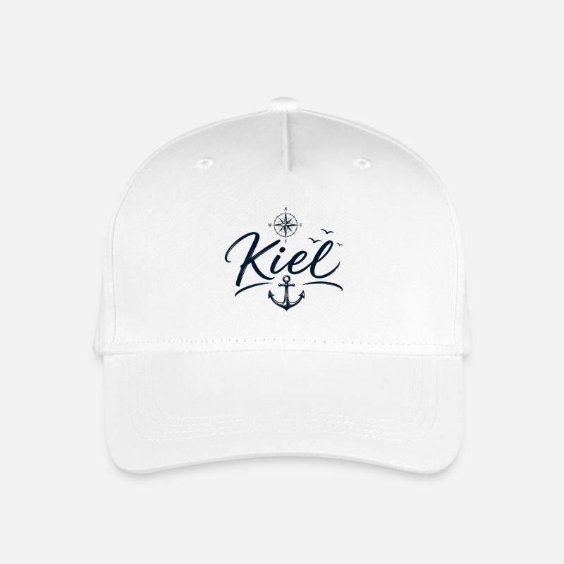 Kiel Mode mit Anker und Kompass - Kinder Bio Basecap - Weiß
