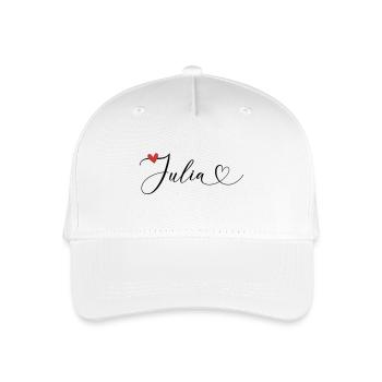 Julia Name Vorname Kalligrafieherz - Kinder Bio Basecap - Weiß - Vorne