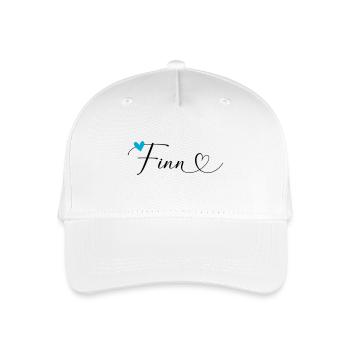 Finn Name Vorname Kalligrafieherz - Kinder Bio Basecap - Weiß - Vorne