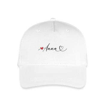 Anna Name Vorname Kalligrafieherz - Kinder Bio Basecap - Weiß - Vorne