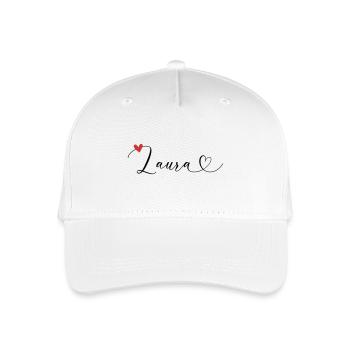 Laura Name Vorname Kalligrafieherz - Kinder Bio Basecap - Weiß - Vorne