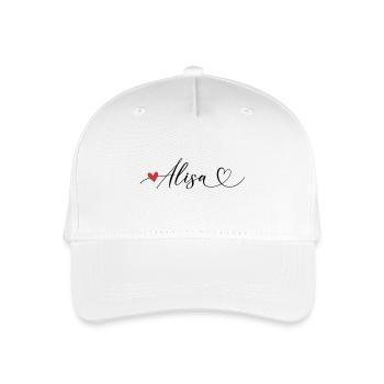 Alisa Last name First name Calligraphy heart - Organic Kids’ Baseball Cap - white - Front