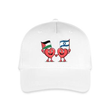 Palestine and Israel Hearts - Organic Kids’ Baseball Cap - white - Front
