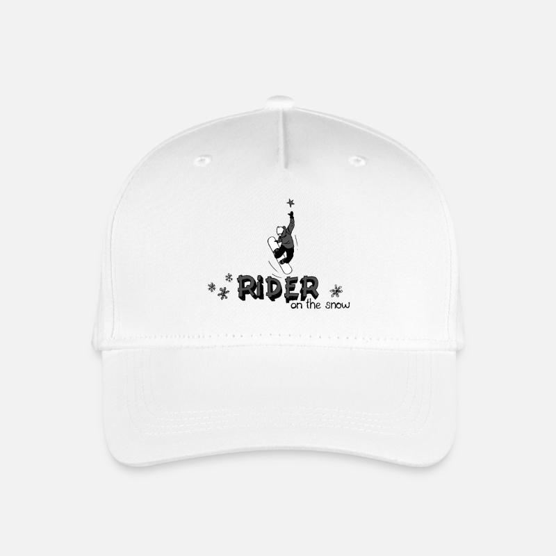 Snowboard auf dem Schnee - Kinder Bio Basecap - Weiß