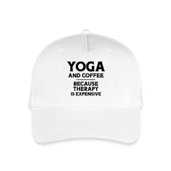 Yoga et café parce que la thérapie coûte cher - Casquette de baseball bio Enfant - blanc - Devant