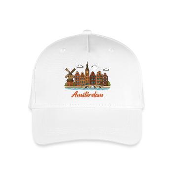 Charmantes Amsterdamer Stadtbild - Kinder Bio Basecap - Weiß - Vorne