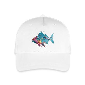Unterwasser Fischsilhouette mit Taucher - Kinder Bio Basecap - Weiß - Vorne