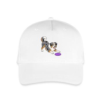 Frohen Australian Shepherd mit Frisbee. - Kinder Bio Basecap - Weiß - Vorne