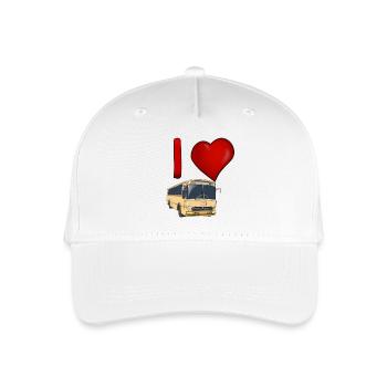 Ich liebe Busse: Herz und Vintage-Bus - Kinder Bio Basecap - Weiß - Vorne