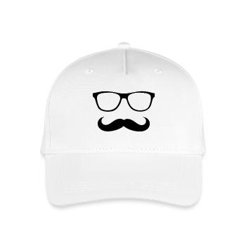 Brille und Schnurrbart - Kinder Bio Basecap - Weiß - Vorne