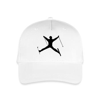 Skispringen Wintersport Schattenfigur - Kinder Bio Basecap - Weiß - Vorne