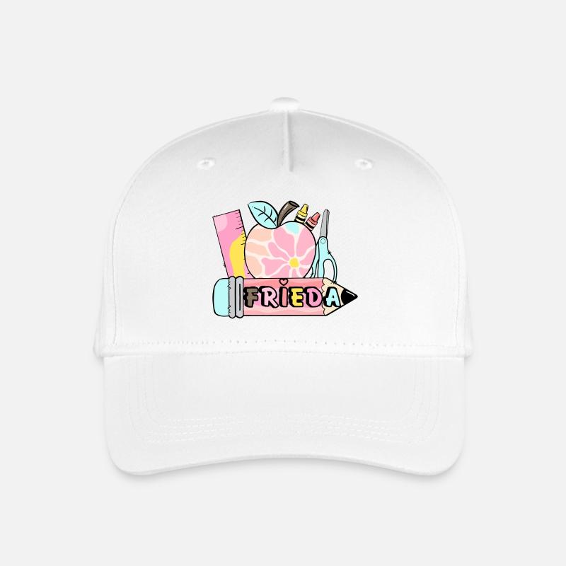 Frittier-Design mit Blumenmotif - Kinder Bio Basecap - Weiß