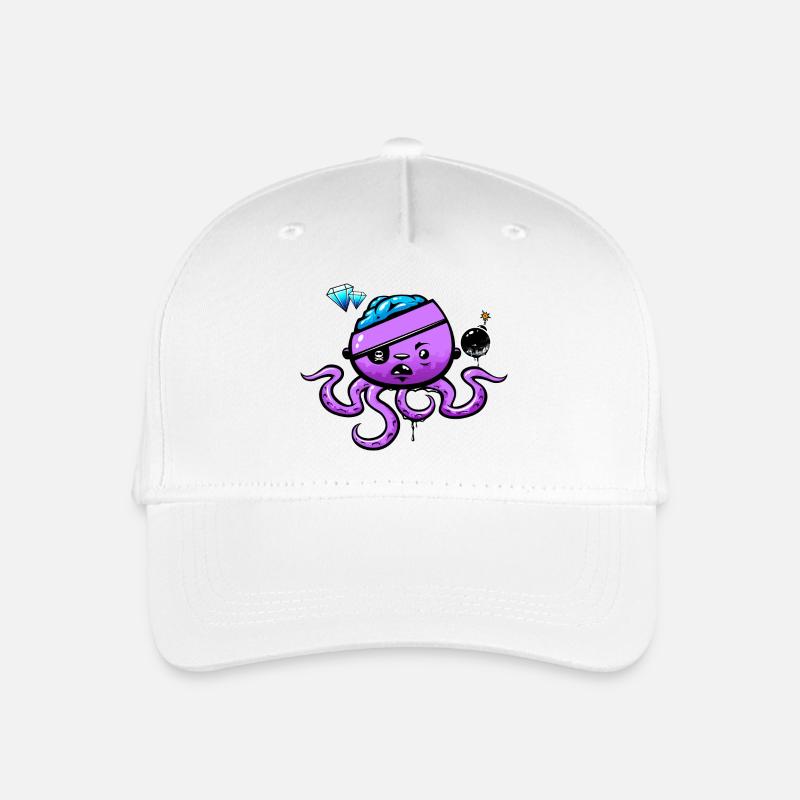 Piraten-Oktopus mit Bombe - Kinder Bio Basecap - Weiß