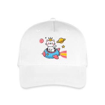 Cat in space - Organic Kids’ Baseball Cap - white - Front