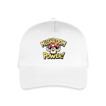 Mushroom Power Funny Strength Sports Mushroom - Organic Kids’ Baseball Cap - white - Front