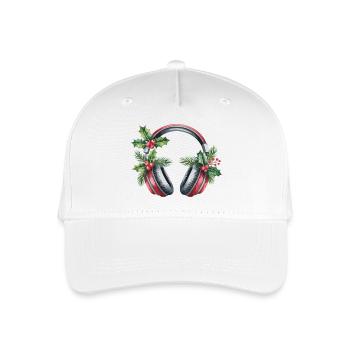 Weihnachtskopfhörer mit Tannengrün - Kinder Bio Basecap - Weiß - Vorne