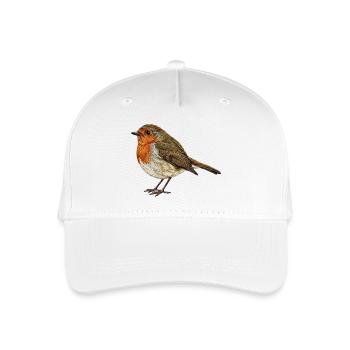 Besticktes Rotkehlchen-Minimalist (gedruckt) - Kinder Bio Basecap - Weiß - Vorne