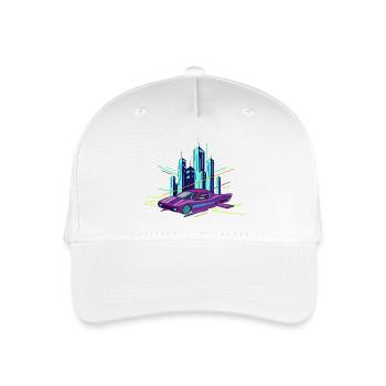 Neon Cruiser über Skyline - Kinder Bio Basecap - Weiß - Vorne