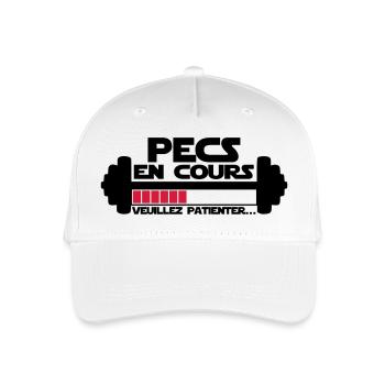 pecs en cours,citations,message,muscu - Casquette de baseball bio Enfant - blanc - Devant