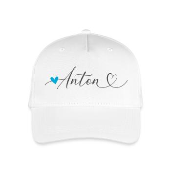 Anton Nom Prénom Calligraphie coeur - Casquette de baseball bio Enfant - blanc - Devant