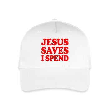 jesus saves i spend - Organic Kids’ Baseball Cap - white - Front