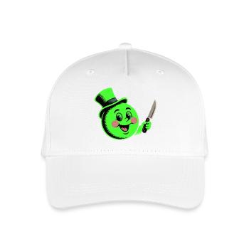Whimsical Green Ball with Top Hat and Dagger - Organic Kids’ Baseball Cap - white - Front