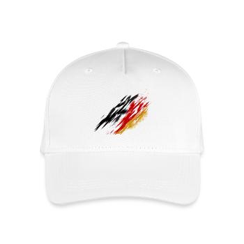 Deutschland Fan Shirt – Schwarz Rot Gold Brush  - Kinder Bio Basecap - Weiß - Vorne