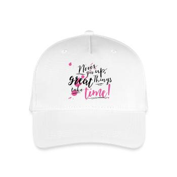 Never give up - Kinder Bio Basecap - Weiß - Vorne