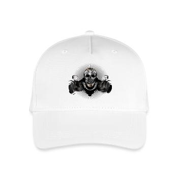 Totenschädel Motorradfahrer in Metallic Chrom Look - Kinder Bio Basecap - Weiß - Vorne