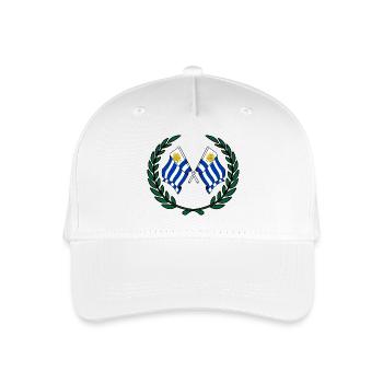 Flaggen Uruguay im Lorbeerkranz - Kinder Bio Basecap - Weiß - Vorne