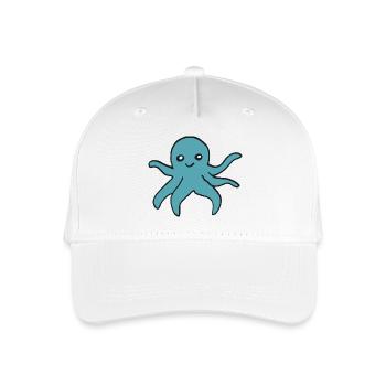 oktopus türkis - Kinder Bio Basecap - Weiß - Vorne
