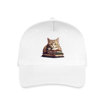 Süße Katze auf Bücherstapel - Kinder Bio Basecap - Weiß - Vorne