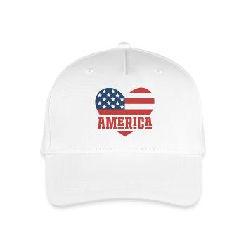 Amerika Flagge Herz - Kinder Bio Basecap - Weiß - Vorne