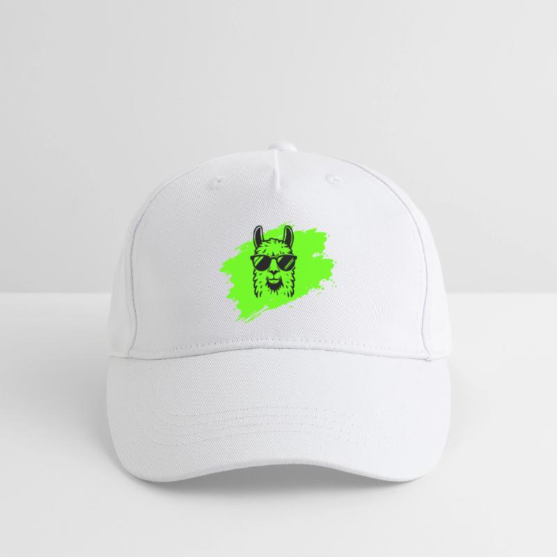 Lama oder Alpaka mit Sonnenbrille im Neonstil Kinder Bio Basecap