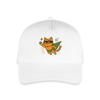 Orange Superhero Cat Cape - Organic Kids’ Baseball Cap - white - Front