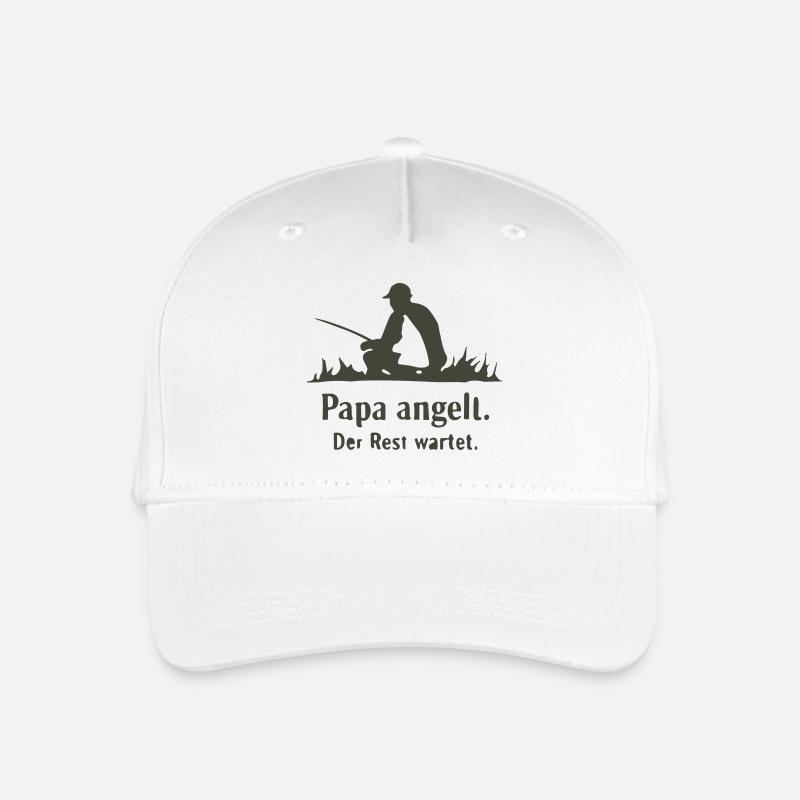 Papa angelt Der Rest wartet - Kinder Bio Basecap - Weiß