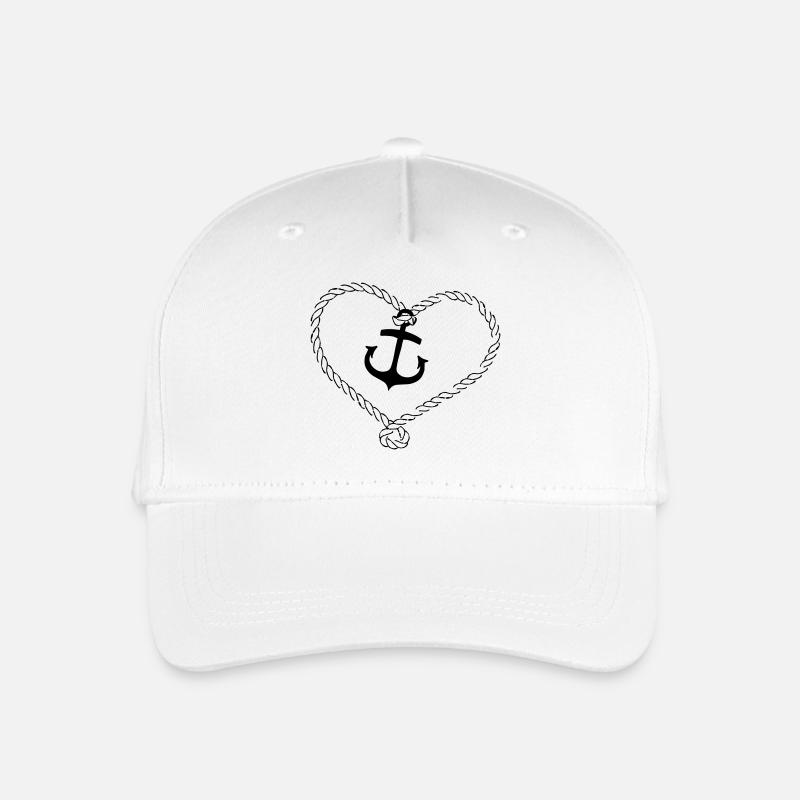 Anker Shirt mit Herz aus Seil - Kinder Bio Basecap - Weiß