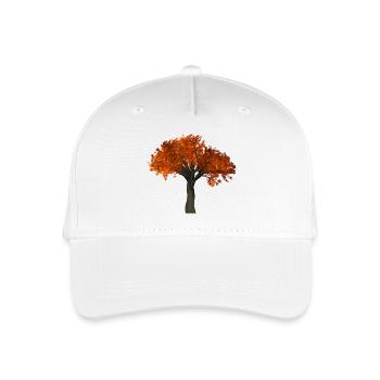 Baum mit orangen Blättern - Herbst - Kinder Bio Basecap - Weiß - Vorne