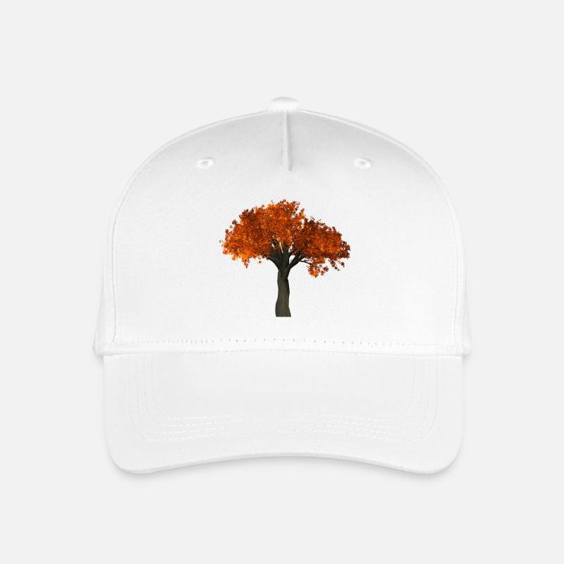 Baum mit orangen Blättern - Herbst - Kinder Bio Basecap - Weiß