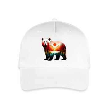 Geschmückter Bär mit Waldlandschaft bemalt - Kinder Bio Basecap - Weiß - Vorne
