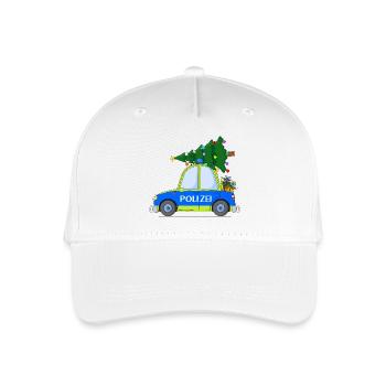 Polizeiauto Weihnachten Blau Gelb - Kinder Bio Basecap - Weiß - Vorne