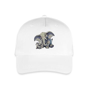 Afrikanischer Elefant Mutter und Kind - Kinder Bio Basecap - Weiß - Vorne