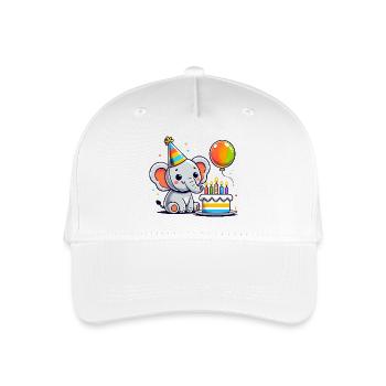 Elefant Kid Celebrating Birthday - Kinder Bio Basecap - Weiß - Vorne
