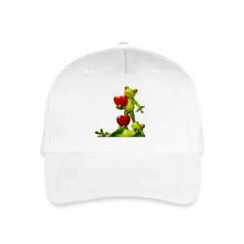 Frog with Heart Fruits Design - Organic Kids’ Baseball Cap - white - Front