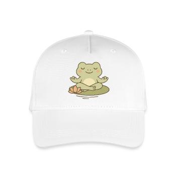 Meditating frog on water lily - Organic Kids’ Baseball Cap - white - Front