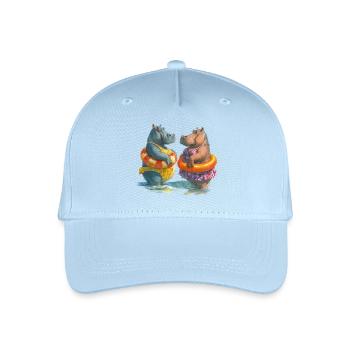 Hippo pool friends in summer - Organic Kids’ Baseball Cap - light blue - Front