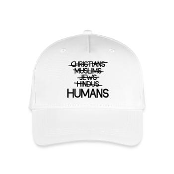 Humans Over Religion - Message - Organic Kids’ Baseball Cap - white - Front