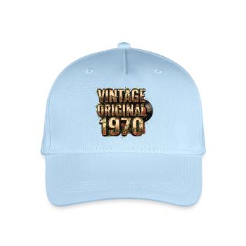 Vintage Original 1970s with Vinyl - Organic Kids’ Baseball Cap - light blue - Front